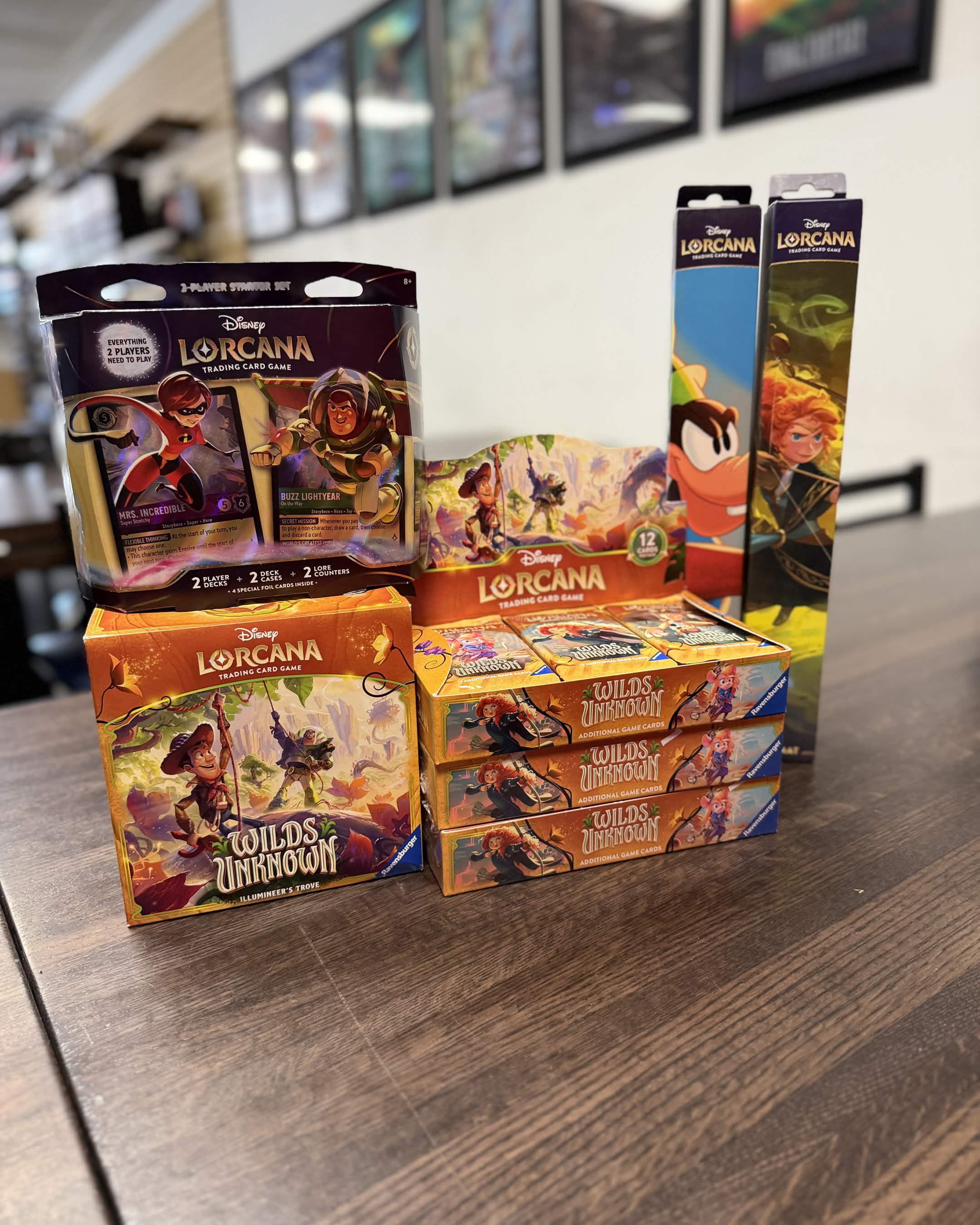 lorcana buy cards Disney TCG Shimmering Skies Starter Deck Emerald / Steel sided character movers and two character bases Disney Lorcana Booster Pack -