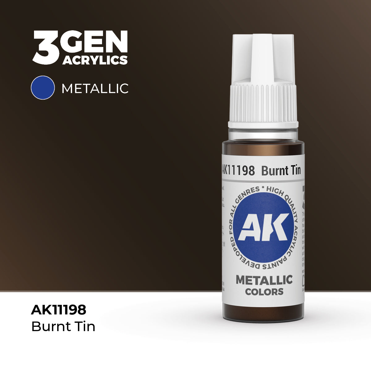 AK Interactive 3G Acrylic Burnt Tin 17ml product image