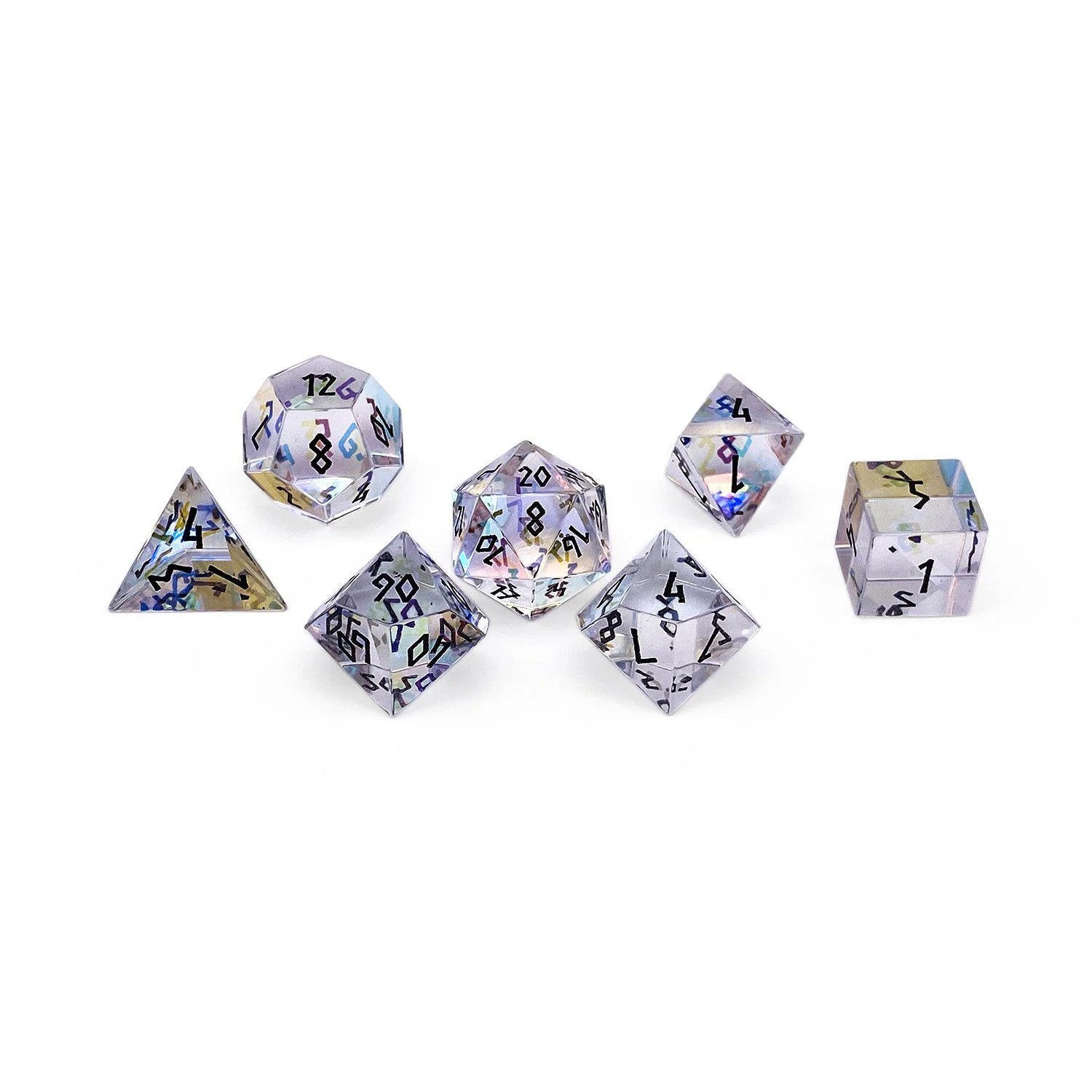 K9 Rainbow Glass - Black Font - 7 Piece RPG Set