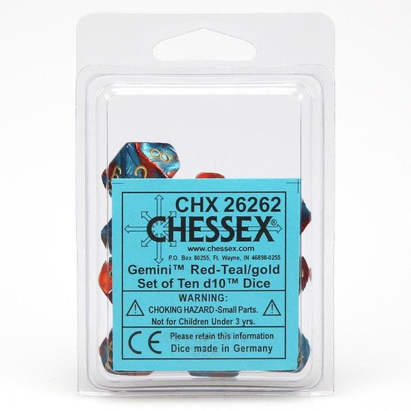 Clamshell: D10: Gemini Red and Teal w/Gold