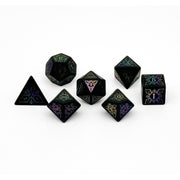 Black Obsidian - Raised Holographic 7 Piece RPG Set Gemstone Dice