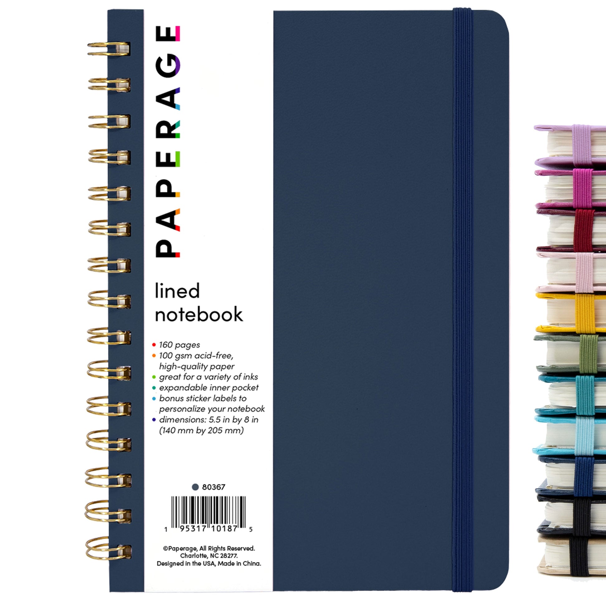 Spiral-Bound Hardcover Lined Notebook - Navy front cover