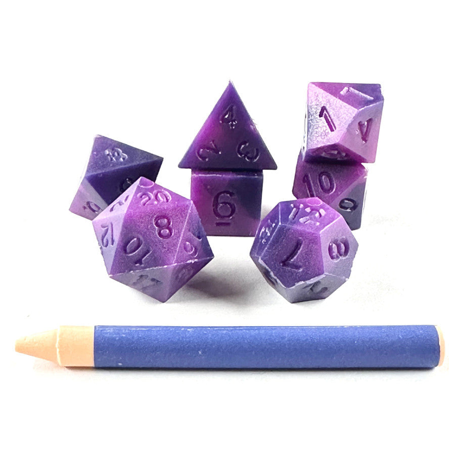 7-Set Advanced Dice & Crayon Set: Purple Swirl