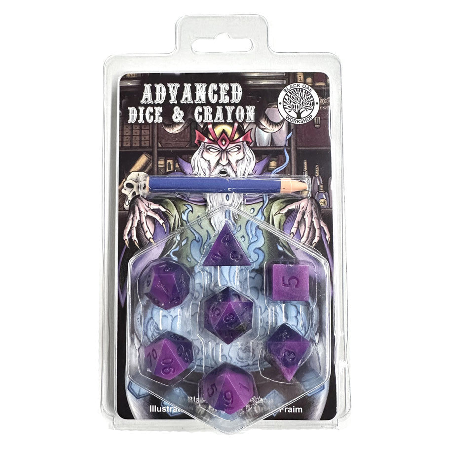 7-Set Advanced Dice & Crayon Set: Purple Swirl