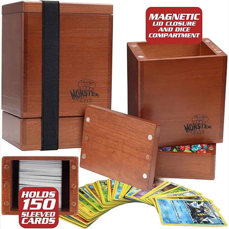Monster Protectors Wooden Deck Box w/Dice Tray - Cherry