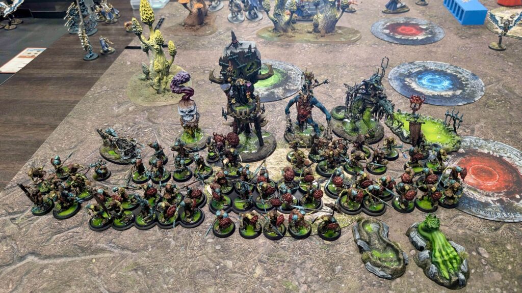 The complete Kruelboyz army in a mix of greens and blues that won the painting competition.